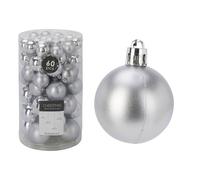 Well Home Conjunto de 60 Bolas de Navidad en Color Plata en Varias Dimensiones y Acabados