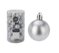 Well home conjunto de 60 bolas de navidad en color plata en varias dimensiones y acabados 32 cm
