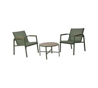 Well home conjunto de muebles de jardín de 3 piezas color verde de diseño en acero galvanizado 131 cm