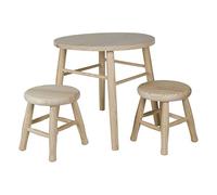 Well home - conjunto infantil redondo (mesa + 2 taburetes) en madera de pino 50 cm