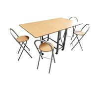 WELL HOME MOBILIARIO & DECORACIÓN Conjunto 'Libro' de Mesa y Cuatro taburetes en Madera y Metal, Melamínico, Grande