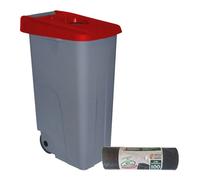 Well home contenedor abierto 85l rojo h.76cm+10 bolsas de basura 100l