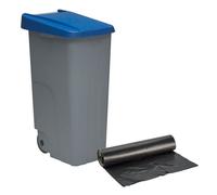 WELL HOME MOBILIARIO & DECORACIÓN Contenedor Cerrado 110L Azul H.88cm + Rollo 10 bolsas de basura 120L