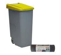 Well home contenedor cerrado 85l amarillo h.76cm+10 bolsas de basura 100l