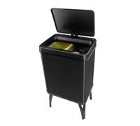 WELL HOME - Cubo de Basura inteligente para Reciclaje con apertura automática y contacto manual 15L+15L 35,5x26x60cm Color Negro