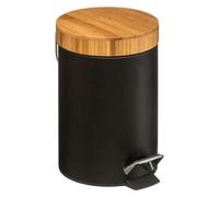 WELL HOME - Cubo pedal 3L en Metal y Bamboo color Negro Ø25,5cm
