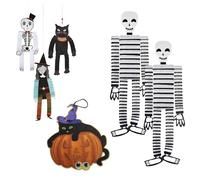 Well Home Decoración de Halloween: 4 figuras colgantes + 2 Esqueletos