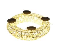 Well home decoración navideña corona portavelas color oro champagne con 250 luces led blanco cálido 38x10x38cm
