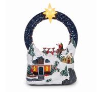 Well Home Decoración navideña: Pueblo: Pueblo Navideño LED con Estrella Iluminada, Movimiento y USB, Decorativa con Luz Cálida 18,9x11,3x28,7 cm