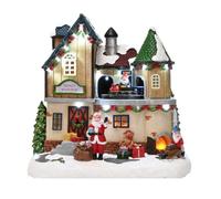 Well home escena de pueblo navideño con diseño giratorio y 12 luces led 21x20,5x14cm 18 cm