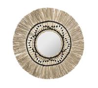 WELL HOME - Espejo decorativo 'Isa' con tejido de caña - Ø78 x 3,1cm