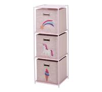 WELL HOME - Estanteria cajonera de 3 estantes en metal color rosa H.102cm