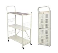 Well Home Estantería - Carito de almacenaje Plegable de 3 Estantes con Ruedas Color Blanco - 66x34,5x105cm