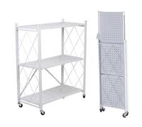 Well Home Estantería de Almacenamiento Plegable de 3 Estantes con Ruedas, SIN Montaje 71x34x89cm Color Blanco