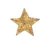 Well home estrella navideña en color oro champagne con 20 luces led blancas cálidas 30x8x30cm 30 cm