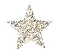 Well home estrella navideña en color plata con 20 luces led blancas cálidas 30x8x30cm 30 cm