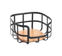 Well Home Frutero de estilo industrial 24x24,5x12cm en acero y bambú en color Negro