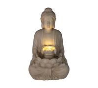Well Home Fuente Buda en color Arena con Luces LED para Espacio Exterior 28,5x24,5x48cm