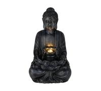 Well Home Fuente Buda en color Negro con Luces LED para Espacio Exterior 28,5x24,5x48cm