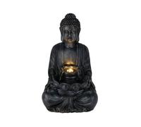 Well Home Fuente Buda en Color Negro con Luces LED para Espacio Exterior 28,5x24,5x48cm