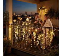 Well Home Guirnalda Super Clúster de 1608 Luces LED Blanco extra cálido de 4m con Temporizador y 8 Funciones