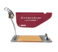 Well Home Jamonero IBERIA Luxe cabezal giratorio, en madera y acero inoxidable + Funda para Jamón 'Tiberic' Burdeos