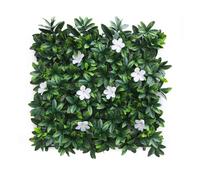 Well Home Jardín Vertical Artificial, Panel de Seto 100x100cm, para decoración Interior y Exterior - De Hojas Verdes y Flores Blancas