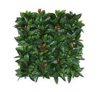 Well Home Jardín Vertical Artificial, Panel de Seto 100x100cm, para decoración Interior y Exterior - Hojas Verdes realistas con Detalles Rojos