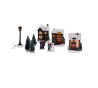Well Home Juego de 10 Piezas de Pueblo Navideño con Luces LED