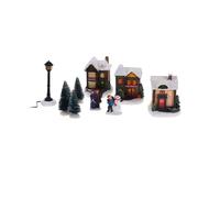 Well home juego de 10 piezas de pueblo navideño con luces led 8 cm