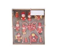 Well Home Juego de 12 Piezas de decoración Colgante de Madera para Navidad en Color Rojo