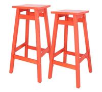 WELL HOME MOBILIARIO & DECORACIÓN Taburete 'Laira' en Madera de Pino Color Coral H.70cm