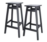 WELL HOME MOBILIARIO & DECORACIÓN Taburete 'Laira' en Madera de Pino Color Negro H.70cm