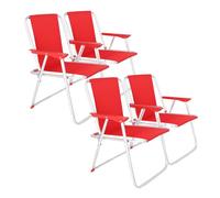 Well home - juego de 4 sillas de playa metálica plegable de color rojo 44x44x74cm 74 cm