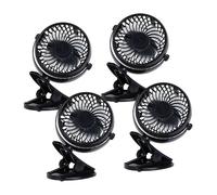 Well Home Ventilador con clip, 3 velocidades, batería 1200mAh, negro, set de 4