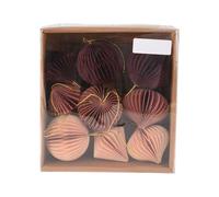 Well Home Juego de 9 Decoraciones para Árbol de Navidad en Papel Panal de Abeja - Formas variadas en Color Rosa