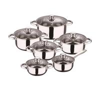 Well Home Juego de Batería de Cocina de 12 Piezas en Acero inoxidable con Bases de inducción y mangos ergonómicos