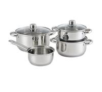 Well Home Juego de Batería de Cocina de 7 Piezas en Acero inoxidable con Bases de inducción y mangos ergonómicos