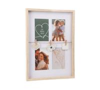 Well Home Marco de fotos color natural para 4 fotos y 3 correas de madera 31,3x2,7x43,5cm