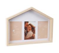 Well Home Marco de fotos en forma de casa con diseño natural 36,6x4x27,2cm para 3 fotos
