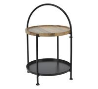 Well Home Mesa auxiliar con dos bandejas color negro Ø39x55cm