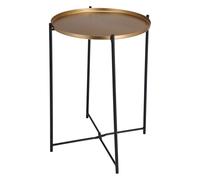 Well Home Mesa Auxiliar Redonda en Metal Color Dorado Ø35x47cm