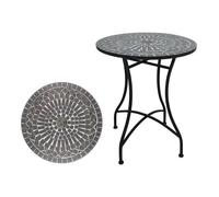 Mesa Auxiliar de Patio de Mosaico Redonda - Mesa de Café para Jardín y Terraza con Patas de Hierro Forjado Antióxido, Mesa Pequeña Decorativa para Exterior e Interior, Ø60x71, Modelo Westminster
