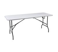 Well Home Mesa Plegable 180x68x74cm PE Blanco, Estructura metálica Negro Mate, Grosor 32mm