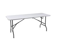 Well home mesa plegable 180x68x74cm pe blanco, estructura metálica negro mate, grosor 32mm 68 cm