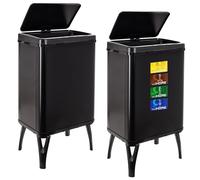 Well Home MOBILIARIO & DECORACIÓN 2 Cubos de Basura Inteligente de 40L c/u, Alto: 71,5 (x35,5x26), Negro con Etiquetas magnéticas