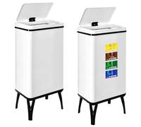 Well Home MOBILIARIO & DECORACIÓN 2 Cubos de Basura Inteligente de 50L c/u, Alto: 83,5 (x35,5x26), Blanco con Etiquetas magnéticas