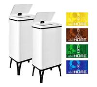 Well Home MOBILIARIO & DECORACIÓN 2 Cubos de Basura Inteligente de 50L c/u, Alto: 83,5 (x35,5x26), Blanco con Etiquetas magnéticas