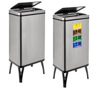 WELL HOME - 2 Cubos de basura inteligente de 50L c/u, Alto: 83,5 (x35,5x26), gris con etiquetas magnéticas