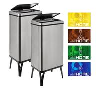 Well Home MOBILIARIO & DECORACIÓN 2 Cubos de Basura Inteligente de 50L c/u, Alto: 83,5 (x35,5x26), Gris con Etiquetas magnéticas